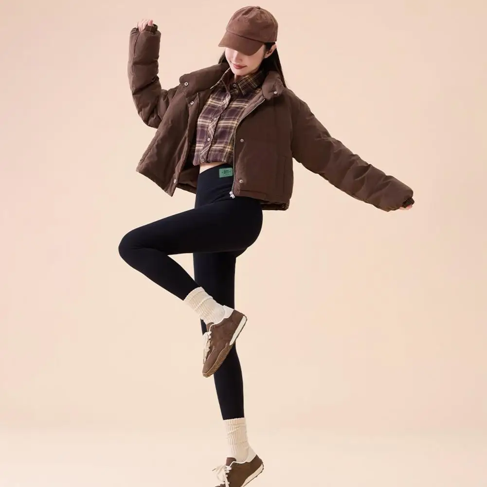 ハイウエストスリムカット冬用レギンス ハイウエストスリムカットラムズウール生地の裏地が暖かさを保つ冬用レギンス