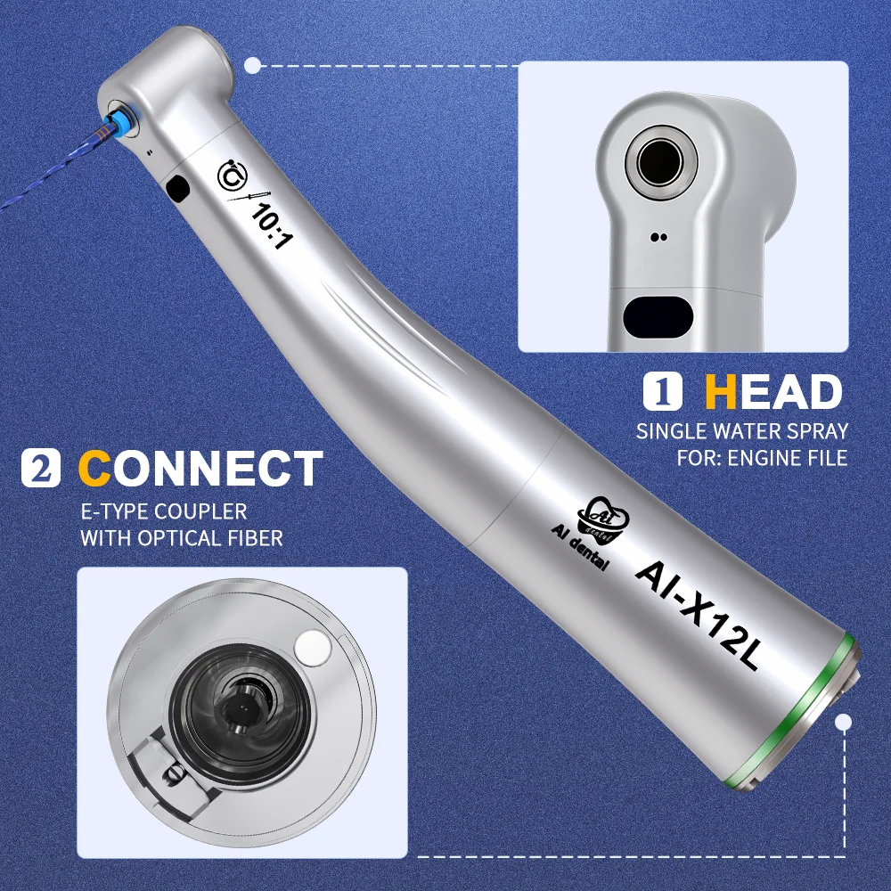 AI-X Series Dental 1:1/1:5/4:1/10:1/16:1 Fiber Optic Low Speed Contra Angle Handpiece For Electric Micromotor Chair Equipment