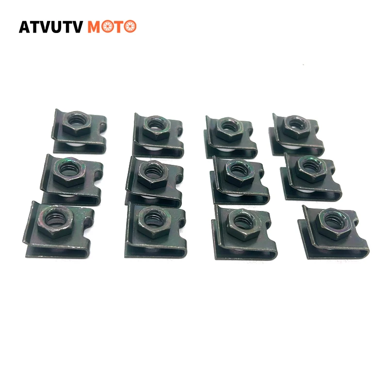 12pcs 24pcs M6 Motorcycles Screw Fastener Clips U-Type Clip With Nut Anti-rust Protection Clip Screw Buckle