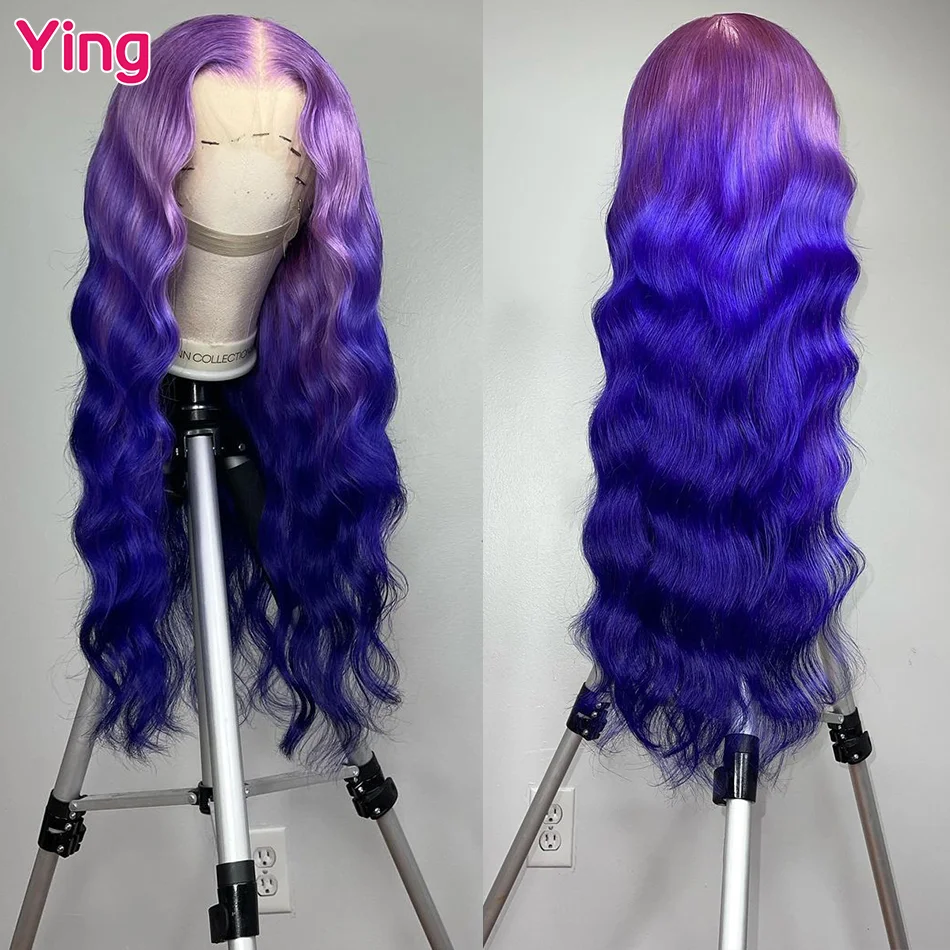 

Ying Omber Violet Dark Bleu Body 13x6 Lace Frontal Wig 13x4 Lace Front Human Hair Wigs PrePlucked Brazilian Remy 613 Blonde