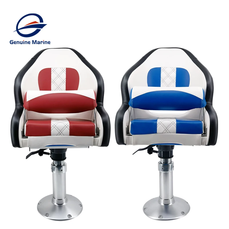 Genuine Marine Grade Swivel Folding Comfortable Luxury Deluxe Pontoon Boat Captain Seat Chair for Boats