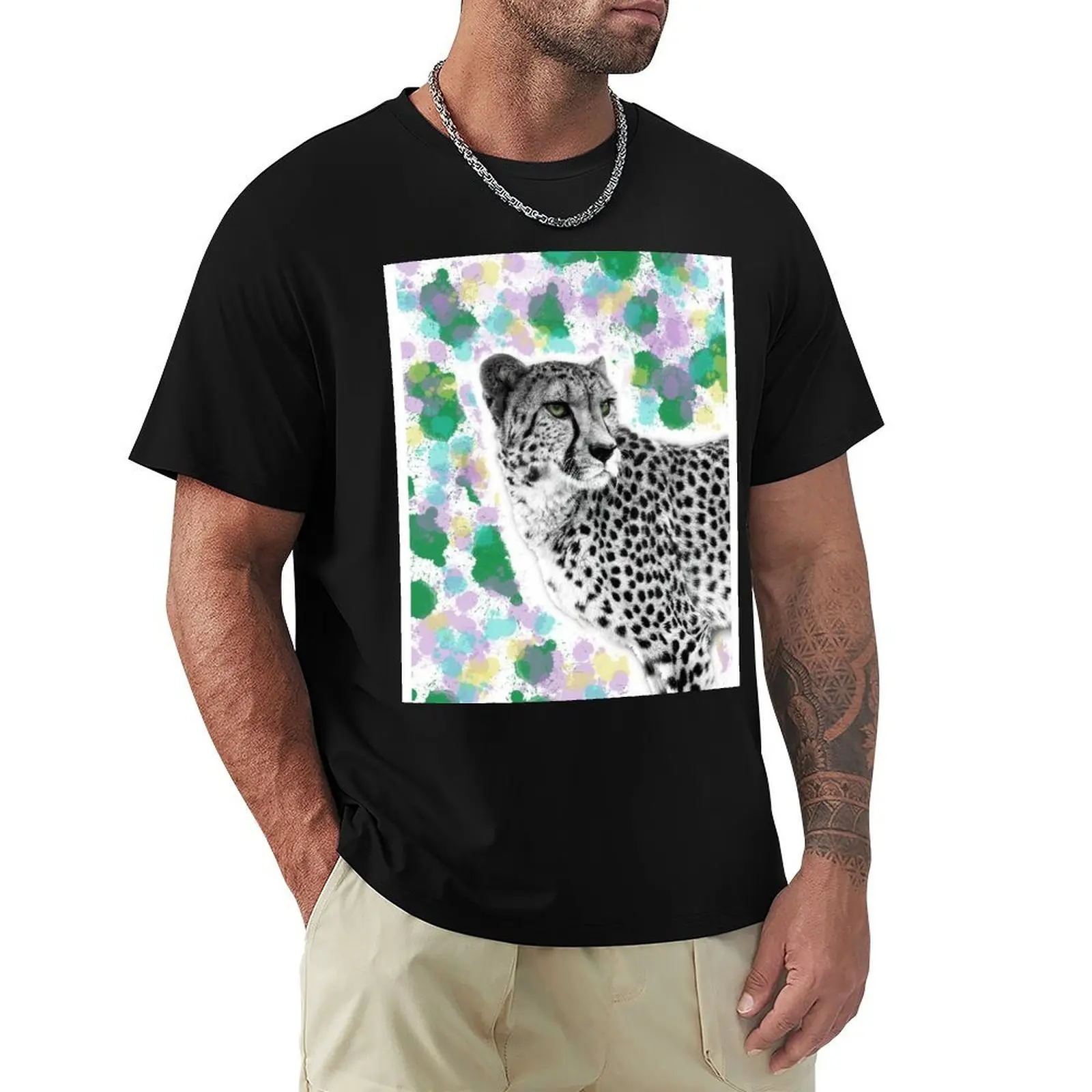 

Splatter Cheetah T-Shirt Simple Graphic Design T-Shirt