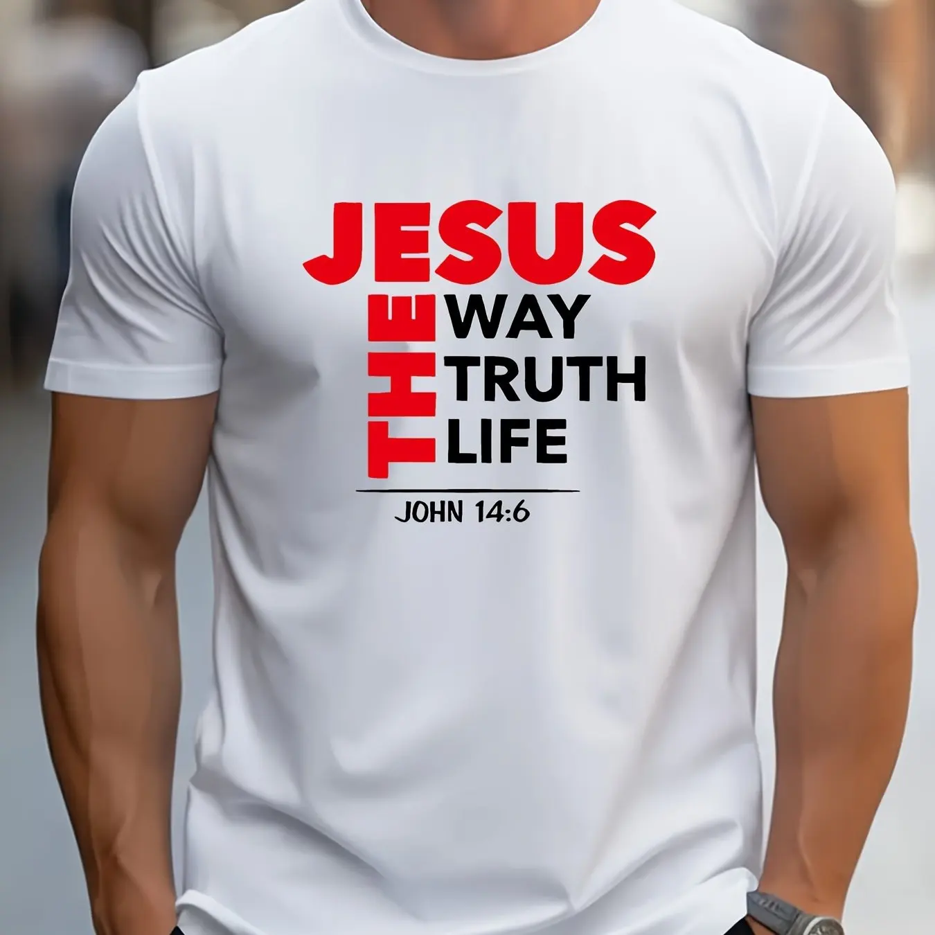 Men's T-shirt Jesus Print T-shirt Summer Casual Short Sleeved T-shirt