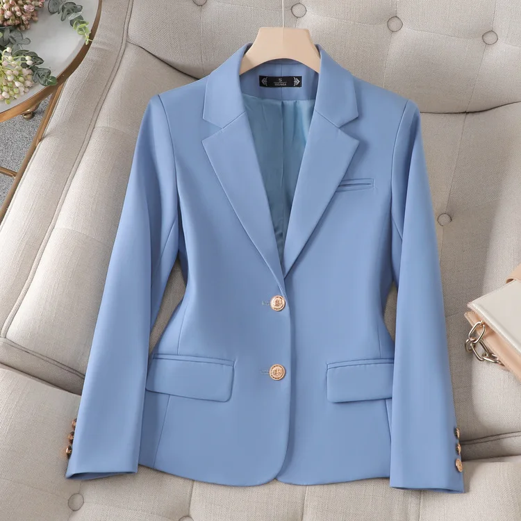 

Элегантный женский пиджак с длинным рукавом, тонкая офисная куртка, однобортный весенне-осенний модный женский костюм, женские повседневные топы, верхняя одежда
