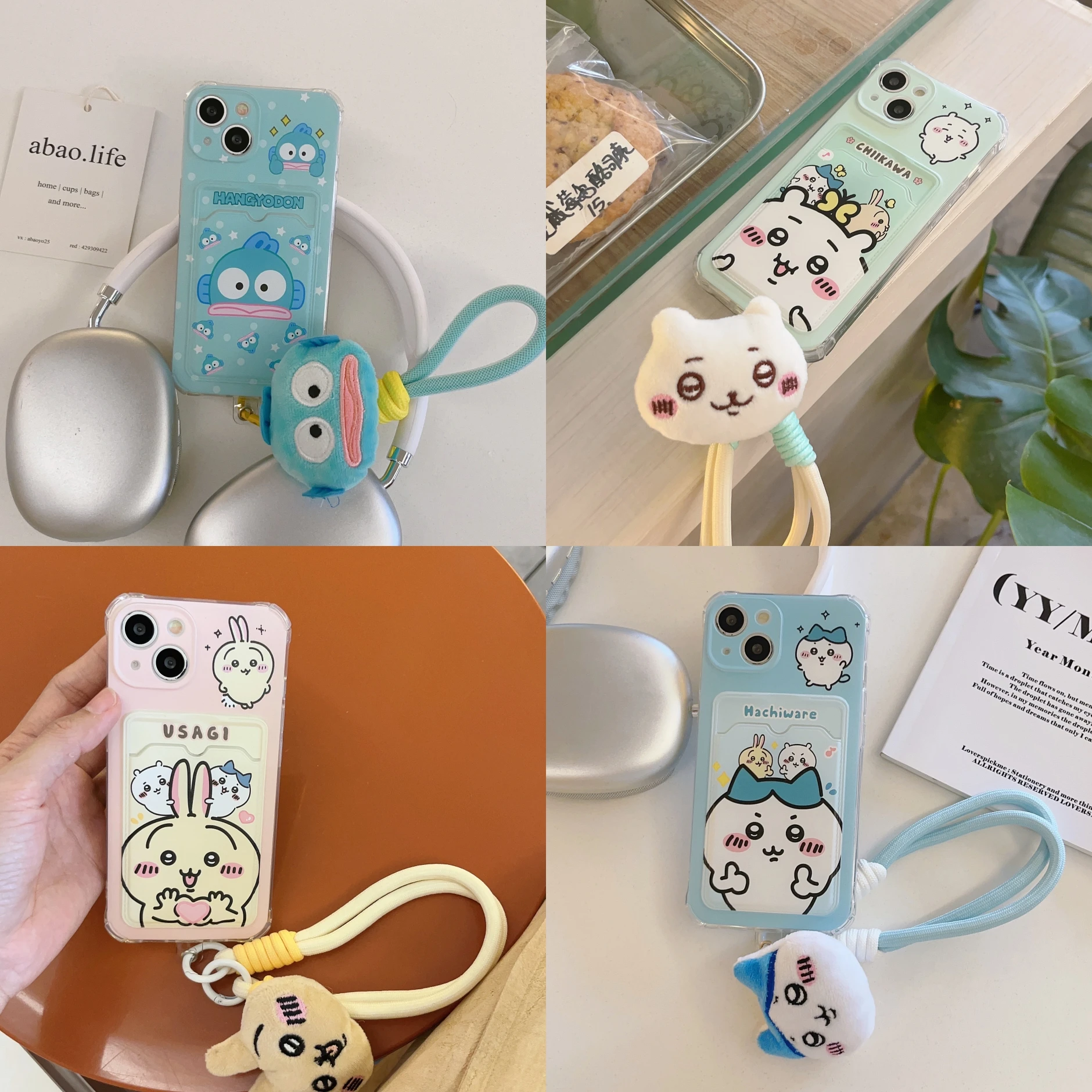 Kawaii Chiikawa Sanrio Hangyodon Phone Case, Soft Bumper Silicone Hard Cover, Cartoon Anime,For IPhone 11,12,13,14,15,16 Pro Max