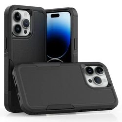 Armor Shockproof Phone Case For iPhone 16E 17E 11 12 13 14 15 16 17 Pro Max XS XR X XSMAX Air TPU Bumper Hard Plastic Back Cover