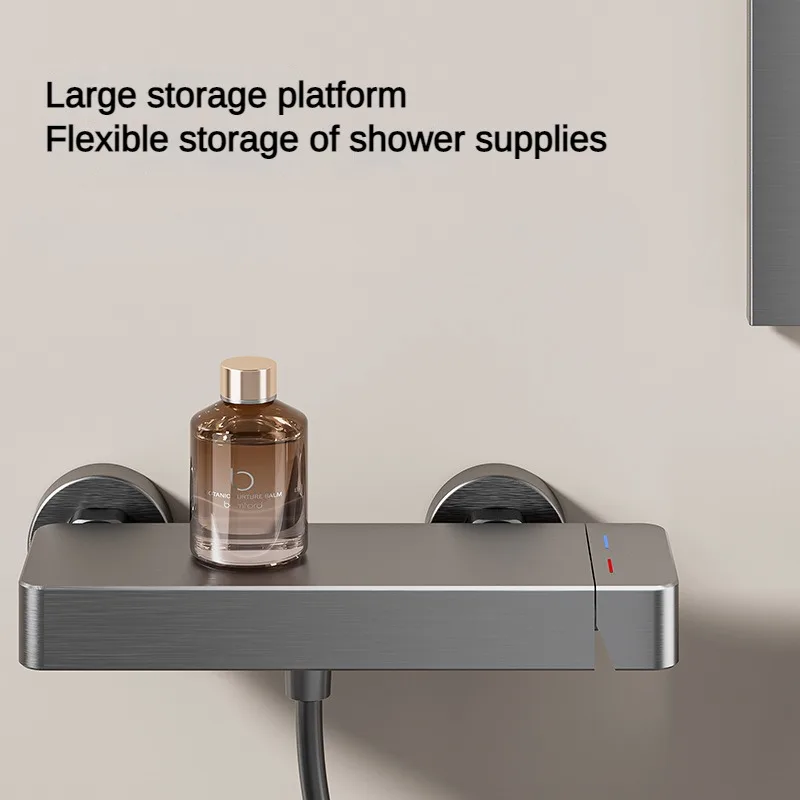 Grey Simple Single Function Shower Set Wall Mounted Rainlfall Pressurized Space Aluminum Shower Faucet System for Bathroom