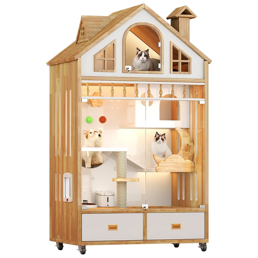 Hot Items 2023 Luxury Wooden Cat House/ Pet House for Wholesale heated insulated cat house