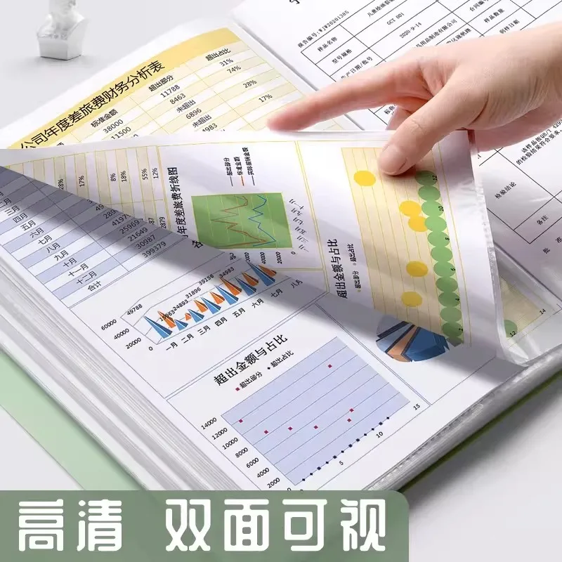 A4 File Organizer 40/60/100 Sheets Transparent Sleeves Document Holder For Office School Exam Paper Records Storage Supplies