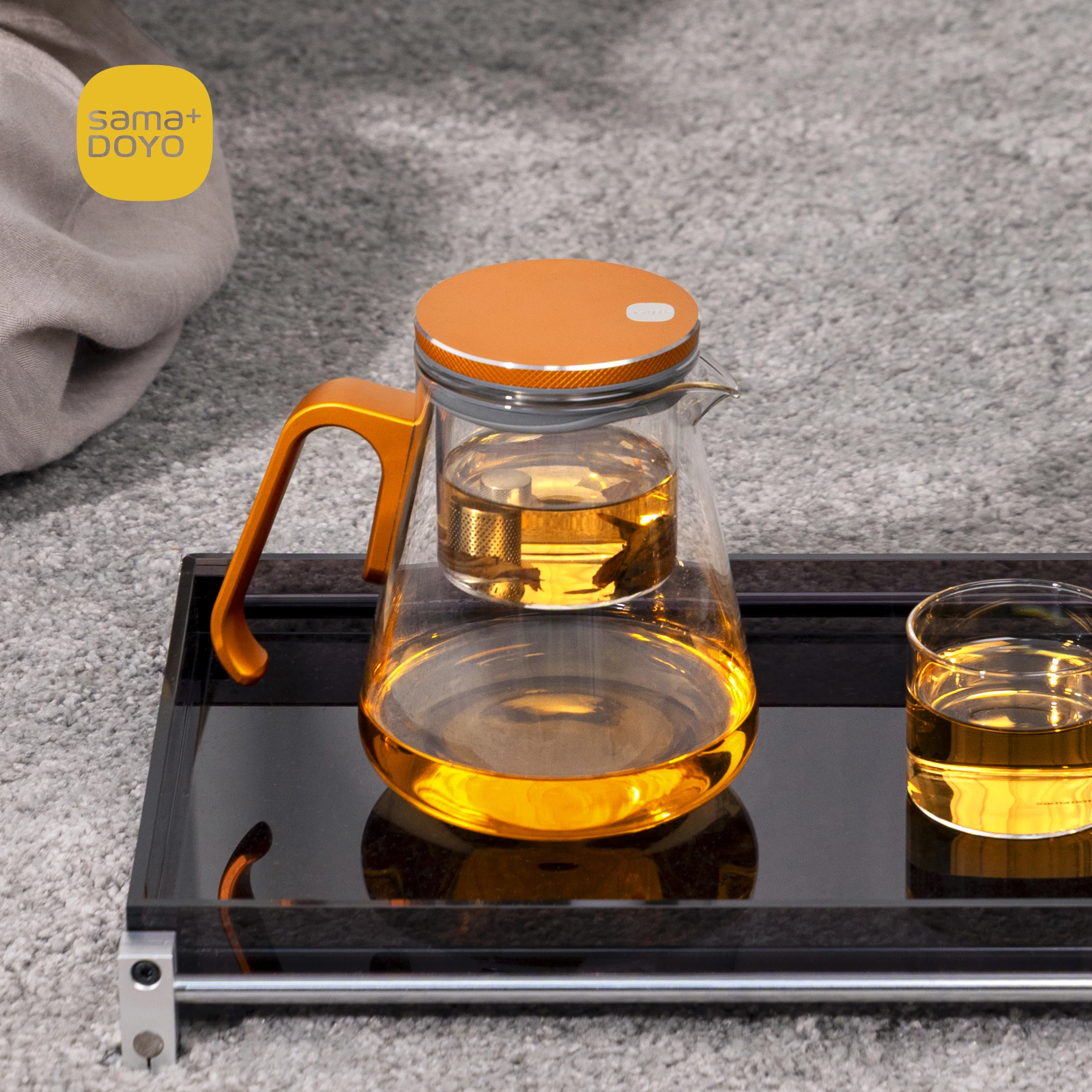 Bonston Heat-Resistant Borosilicate Glass Teapot 800ml，aluminum alloy handle