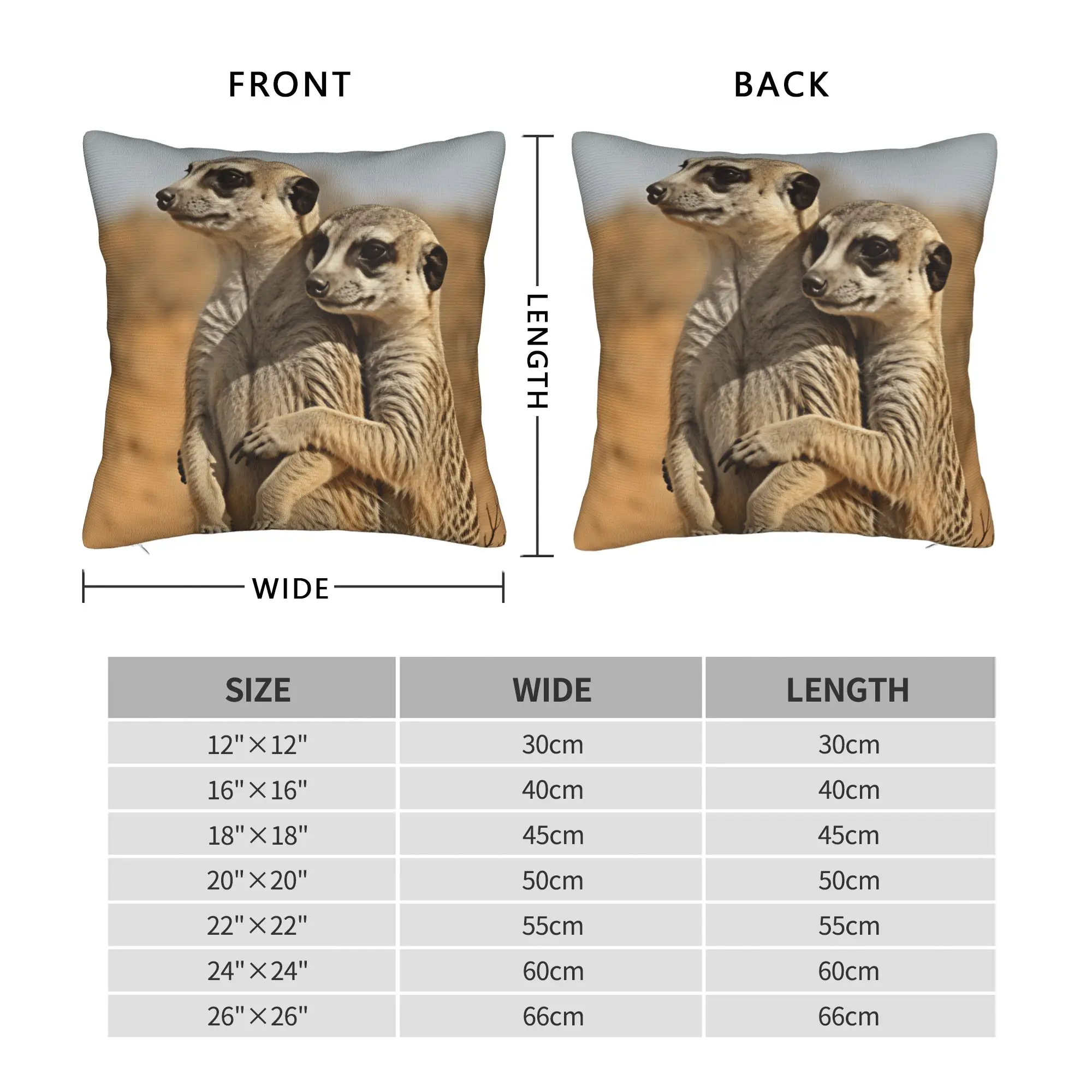 Pillow Case Two Meerkats Standing And Hugging Desert Scene Print Comfy  Pillow Cover For Sofa Couch Bed Living Room Pillowcases