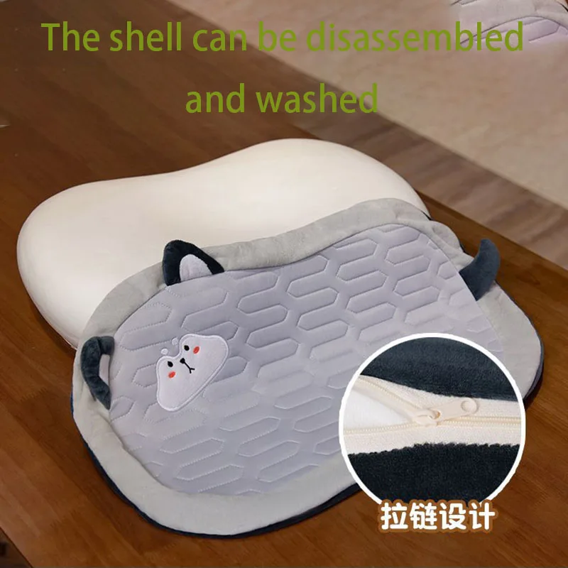 

Cute Cartoon Cooling Memory Foam Pillow Ice Silk Surface Neck Support Pillow Removable Washable Cover for Bed Sofa Office Heal