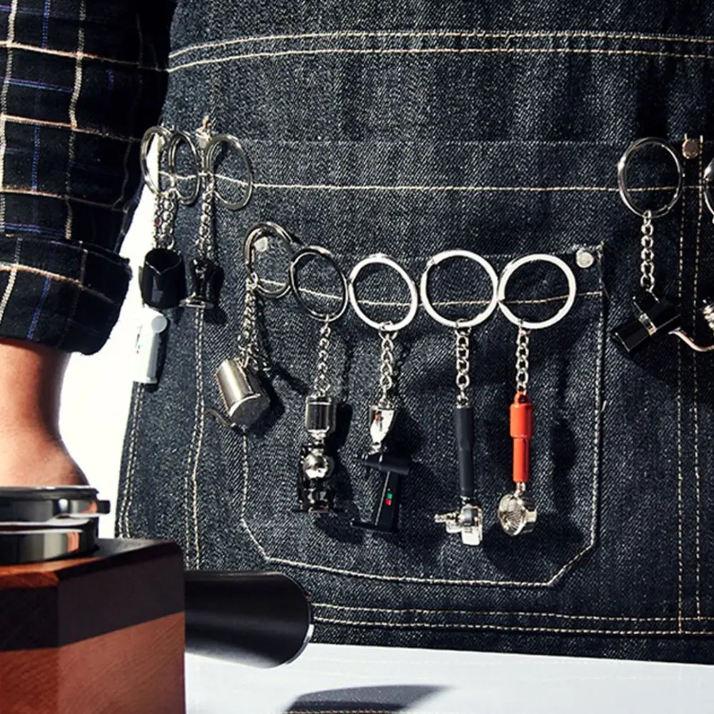 

Fashion Zinc Alloy Girl Gift Niche Design Moka Pot Syphon Coffee Pot Key Chain Coffee Series Key Ring Bag Pendent Car Key Ring