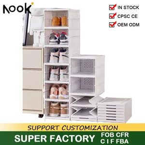 Klappschuhspeicherbox, staubdichtes, dicker Sneakerbox, stapelbarer Schrank, transparente Rack -Organisatoren, 6 Schichten 12 Hauptverkauf Banco Shoe Room - №7