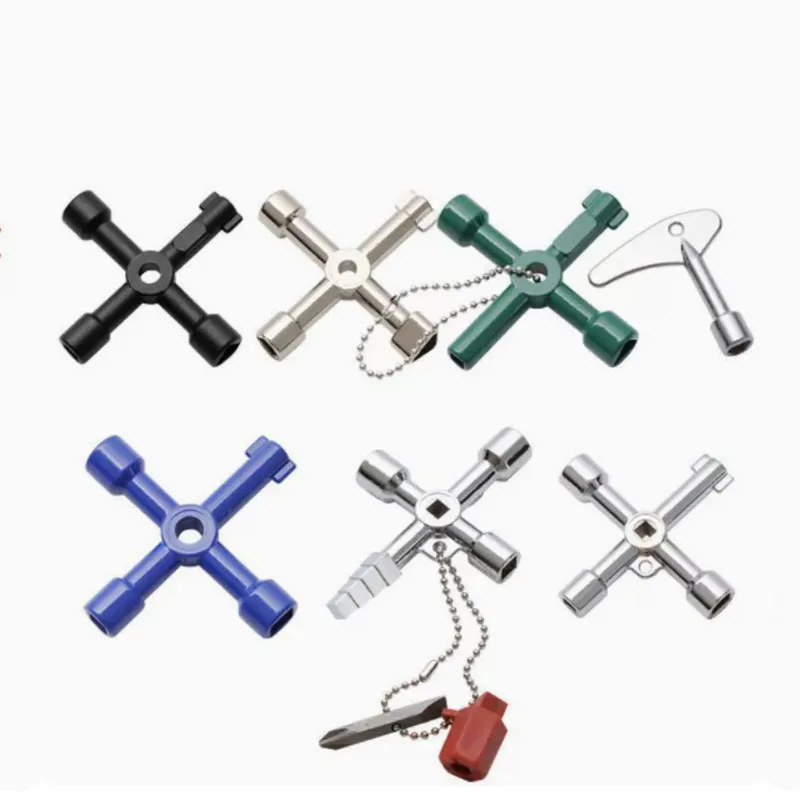 Multifunction Cross Switch Square Key Wrench Zinc Alloy Universal Square Triangle For Water Meter Valve Elevator Cupboard Box