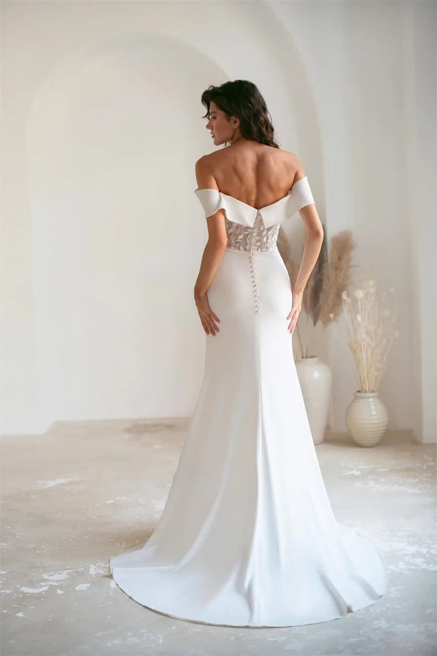 カスタマイズされたファッションストラップレスマーメイドウェディングドレスシースバックレスジッパーロングレーストレインイブニングドレスvestidosデノビア