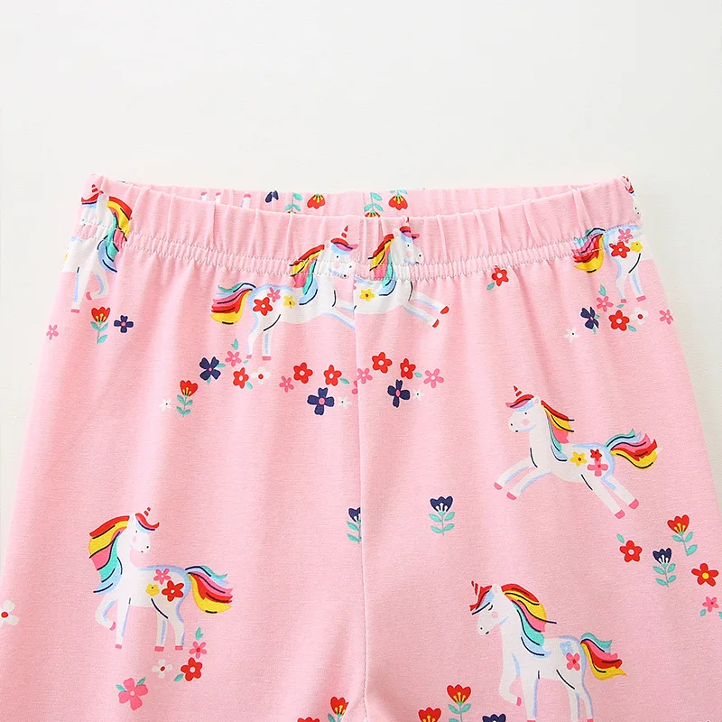 Cute Unicorn Print Girls Leggings Soft Cotton Comfortable Elastic Pants Fashion European American Style Autumn 2025 New