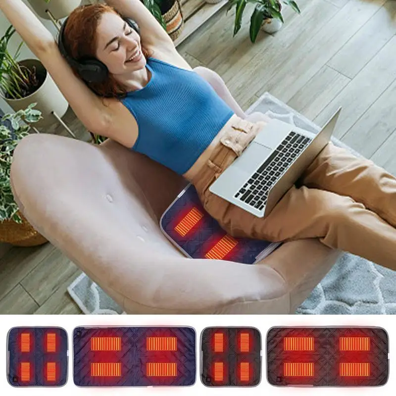 Heated Outdoor Cushion Foldable Heated Seat Pad USB Power With 3 Heating Modes Back Cushions With Intelligent Temperature