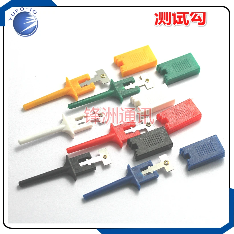 10PCS/LOT  Black logic analyzer clamp test clip wire cable hook test hook Alligator Clips Red Green Yellow White Blue  Connector
