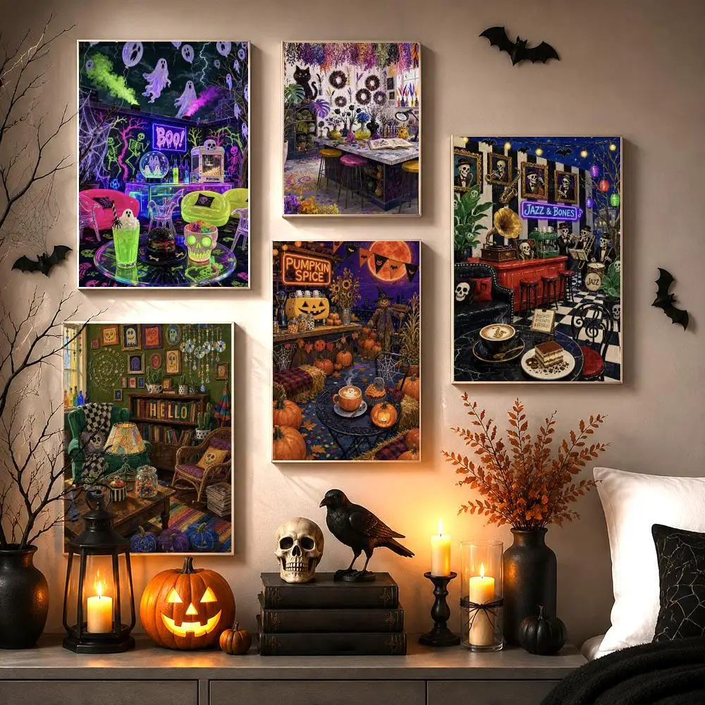 IIIustration Wonderful Halloween Poster Halloween Poster Gothic Dark Aesthetic Wall Art Vintage Spooky Decor Home Room Gift