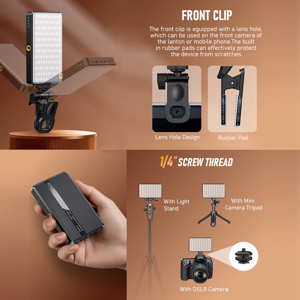 Accesorios de iluminación para fotografía con cámara, compatibles con Canon, Sony, Fuji, Olympus, 120 perlas LED, CRI95, brillo 0-100%, 2500-9000K, para Vlog