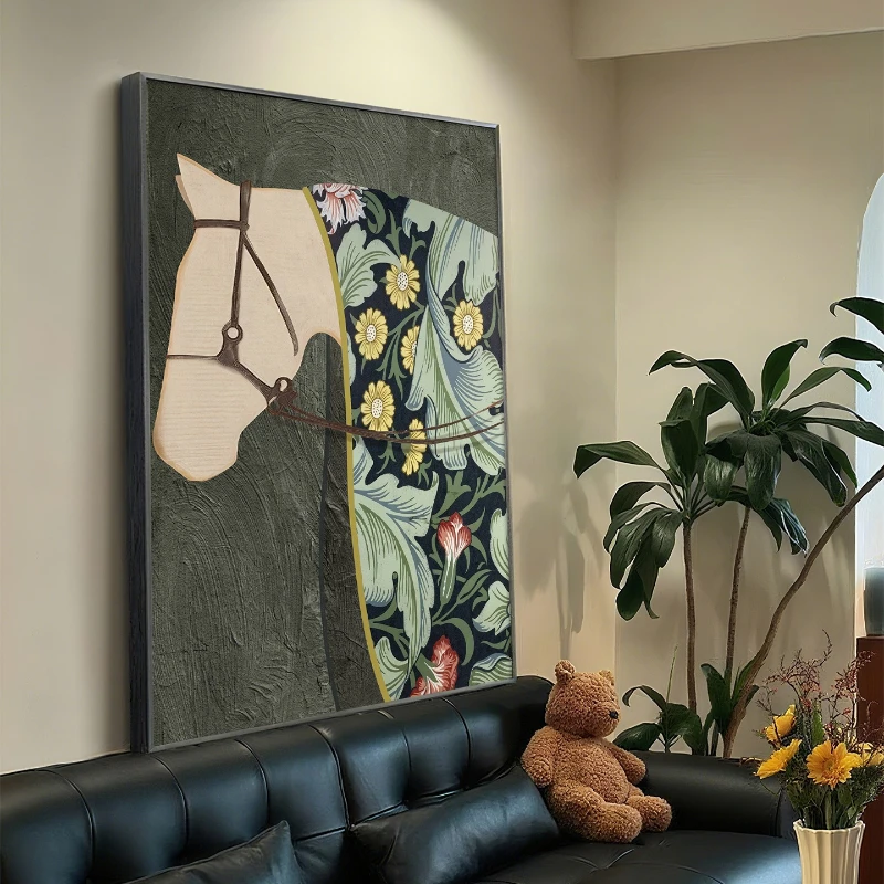 Medieval style living room decorative painting is a success, retro sofa background wall hanging painting
