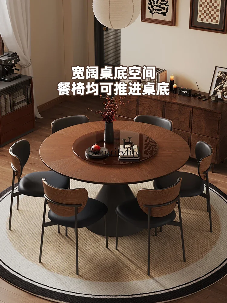 

yj5 French Retro Slate Dining Table Vintage Style Home Living Room Solid Wood Round Dining Table