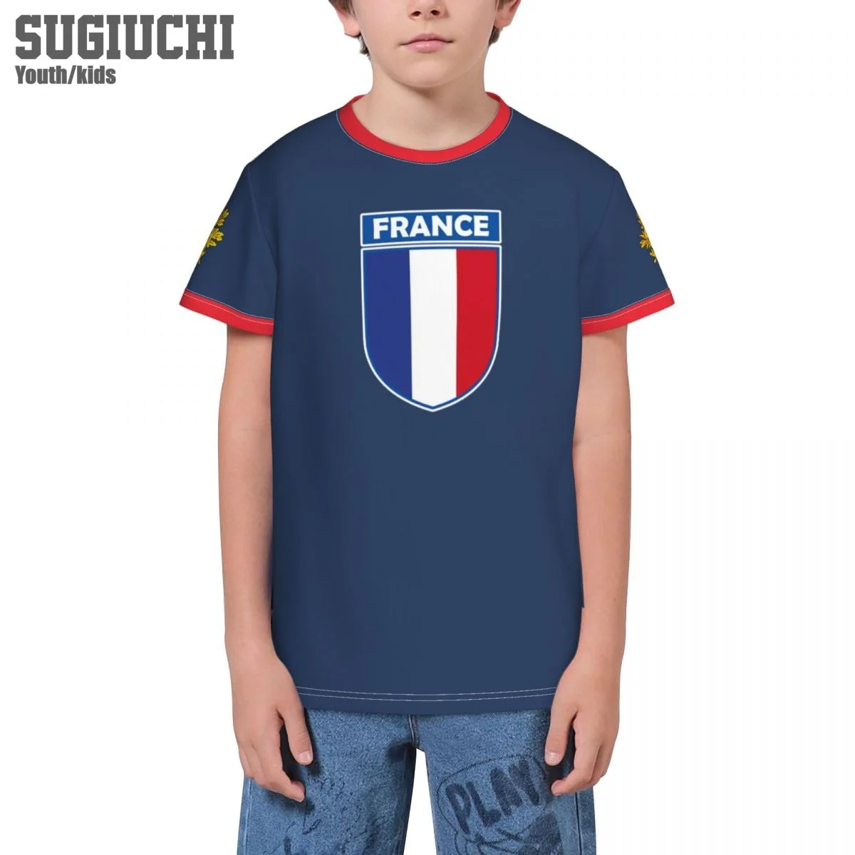 Custom Name Number France Flag Emblem 3D T-shirts For Kids Youth Boy/Girl Tees jersey Soccer Football Fans Gift T shirt