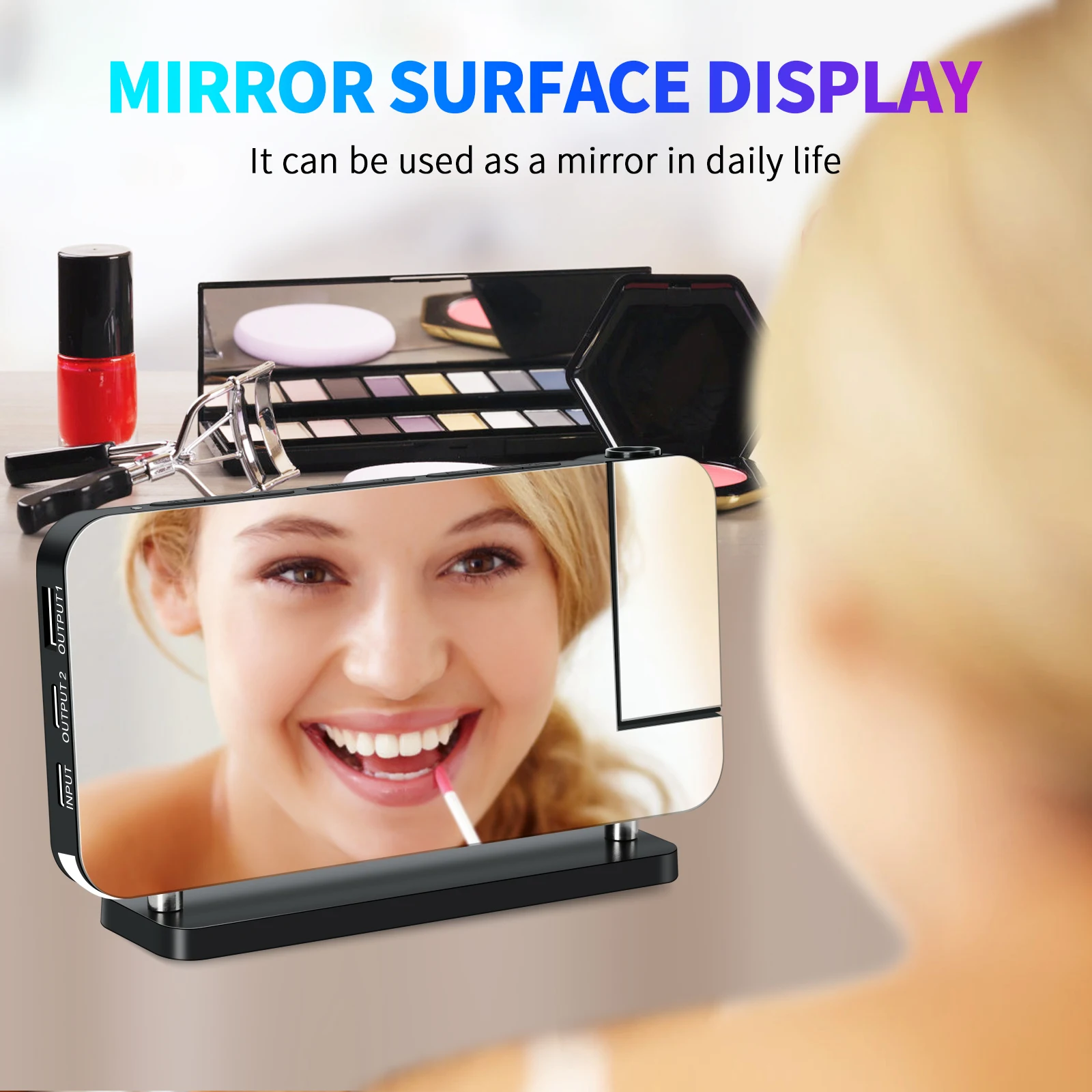 Projection Alarm Clock for Bedroom 7-inch RGB Colorful LED Digital Clock with Mirror Surface 6-level Brightness Dimmer Projector