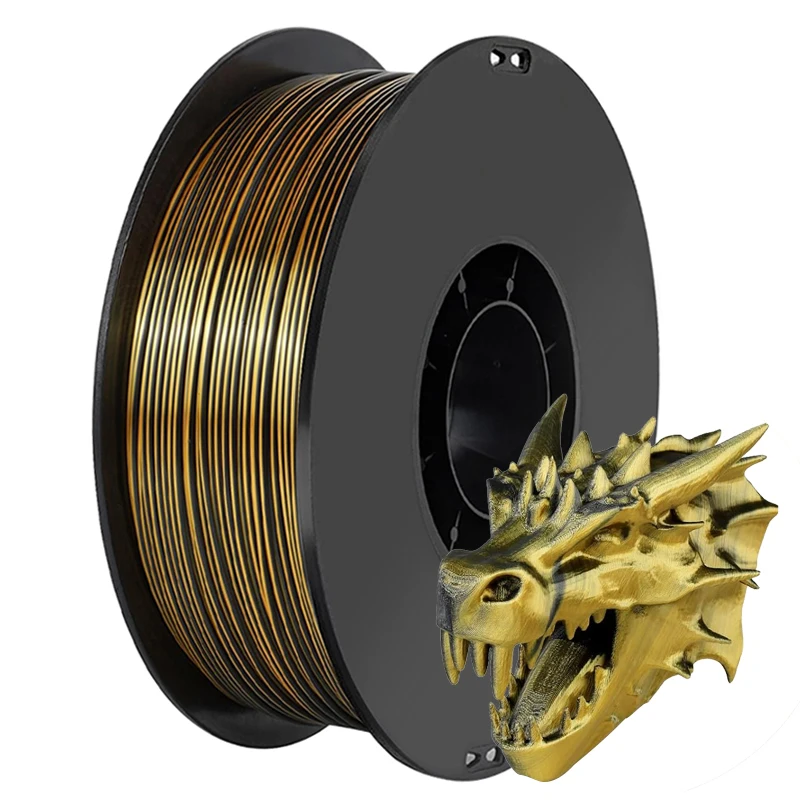 

Dual Colour 1.75mm 3D Printing Filament PLA silk GOLD BLACK 1kg 250g FOR 2 Colours Silk PLA black gold 3D Printing Material 500g