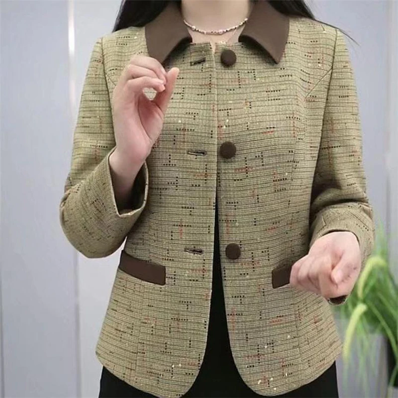 Damenbekleidung, einreihiger Jackenmantel, neuer Winter, langärmelig, Taschen-Oberbekleidung, kurzes Oberteil, Straße, elegant, 2025, weibliche Jacke