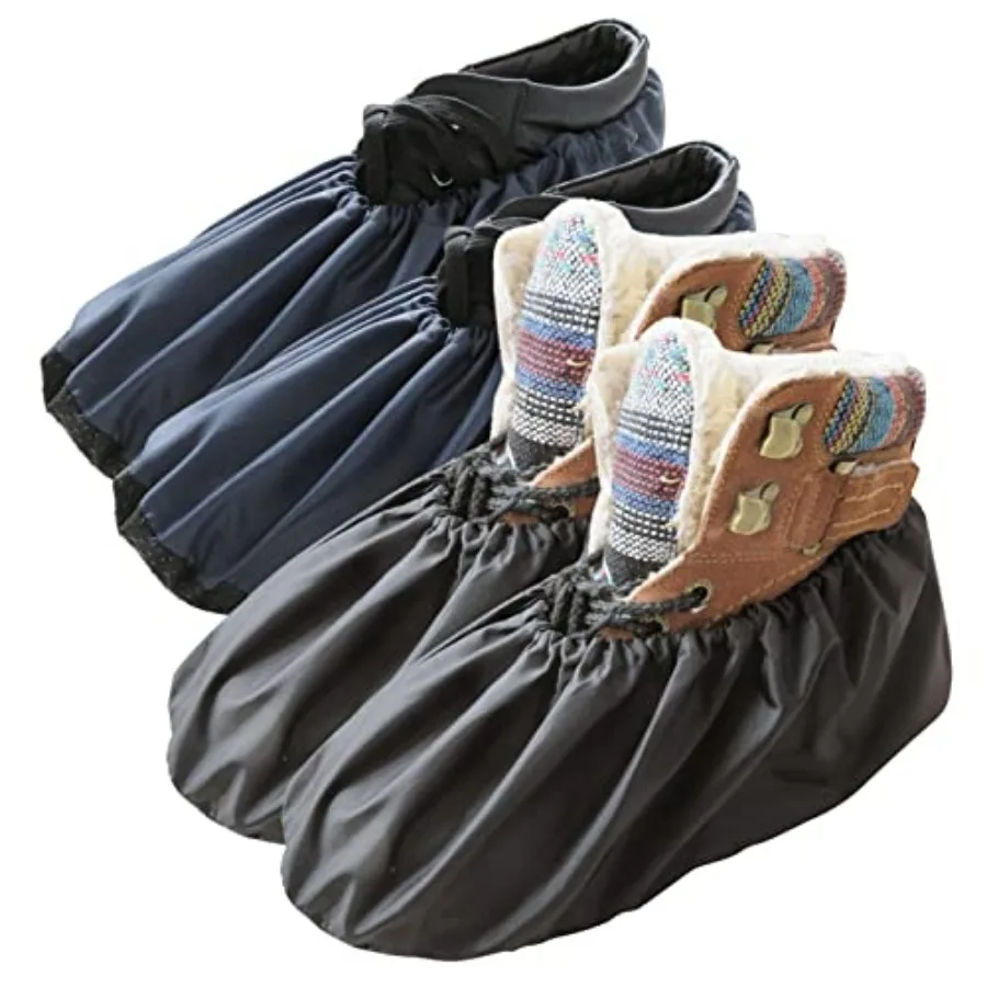 

Washable Reusable Shoe Boot Covers - Non-Slip, Water-Resistant 2 Pairs, for Contractors and Households - Keep Carpets, Floors,