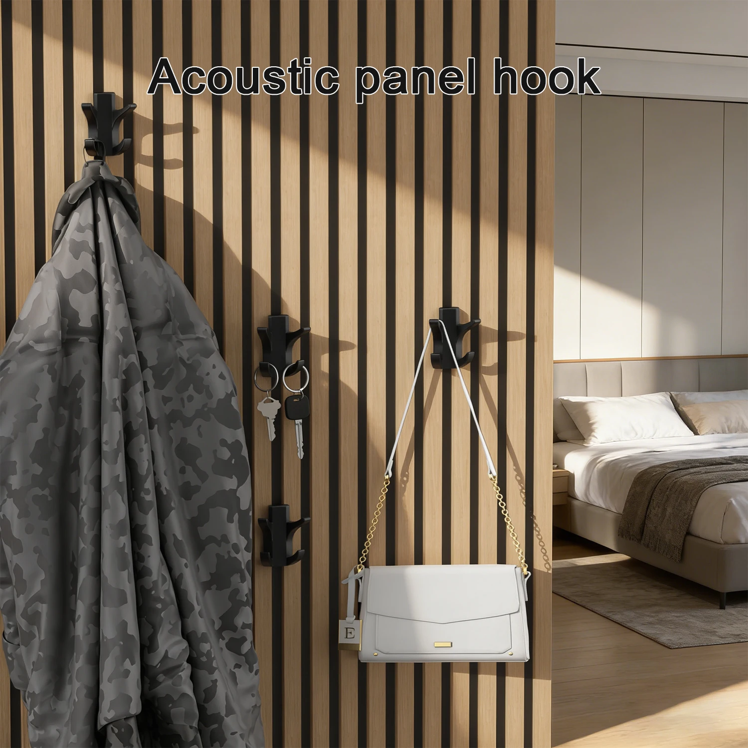 4 Acoustic Panel Hooks - Clip-on Hooks for Soundproof Foam Panels (No Adhesive/Drilling) for Hanging Hats, Coats, Headphones in