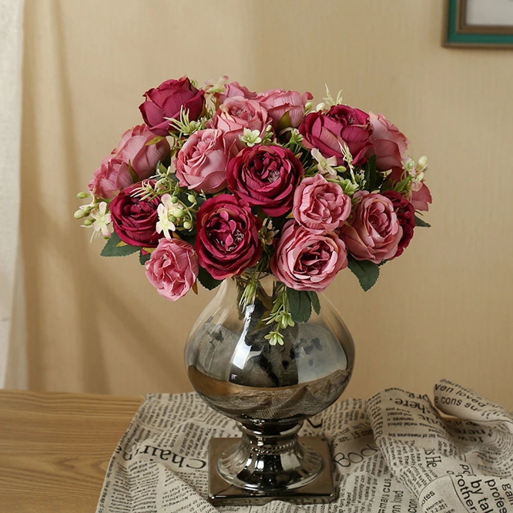 Künstliche Blume für Zuhause, Raumdekoration, Zubehör, Hochzeit, Sammelalbum, Pfingstrose, Süßigkeiten, Geschenkbox, Arrangement, Festival, Seidenrosenstrauß – Detail 4