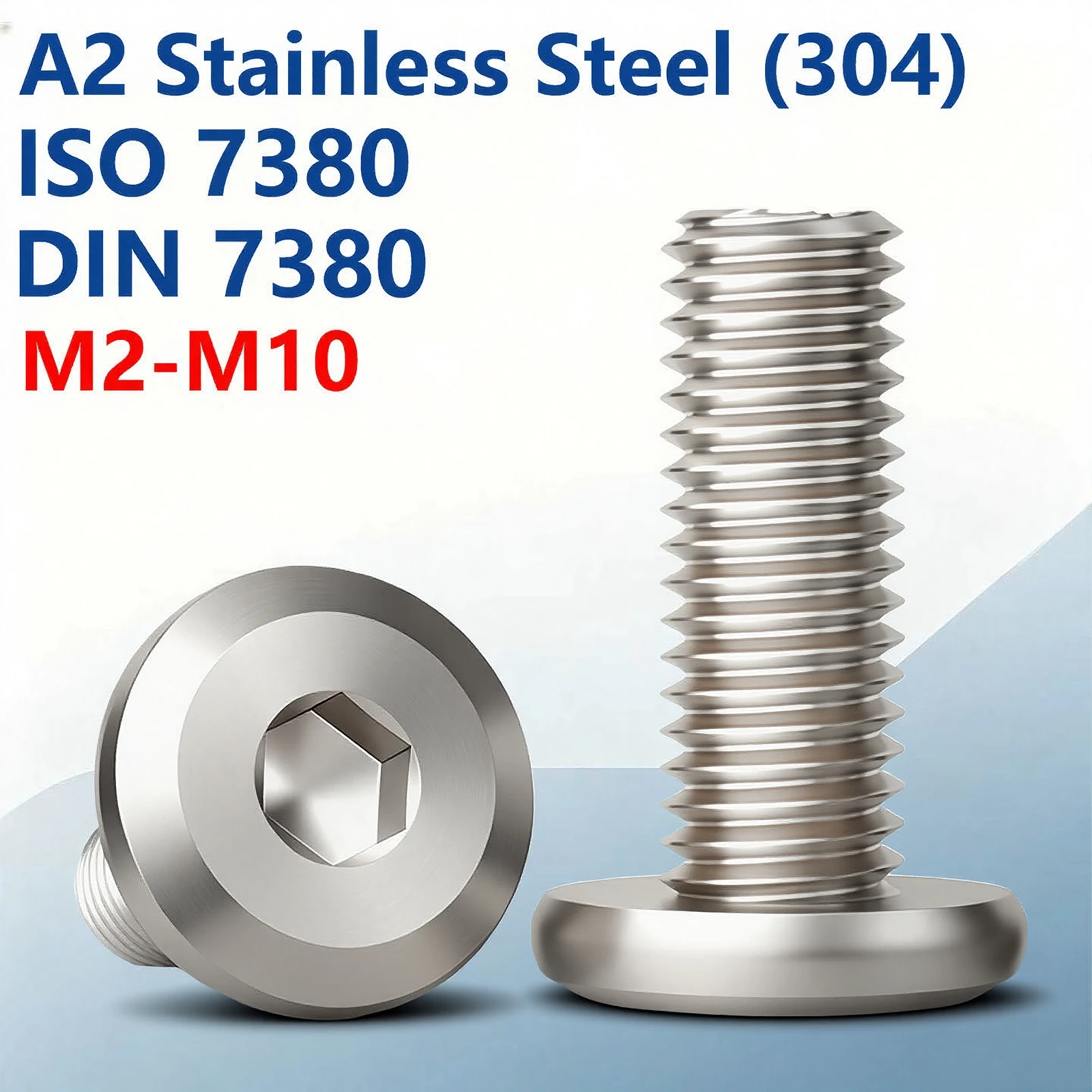 A2 304 Stainless Steel Hex Drive Button Head Screw SetM2M2.5M3M4M5M6M8M10 DIN7380 Hardware Fastener Small Screws