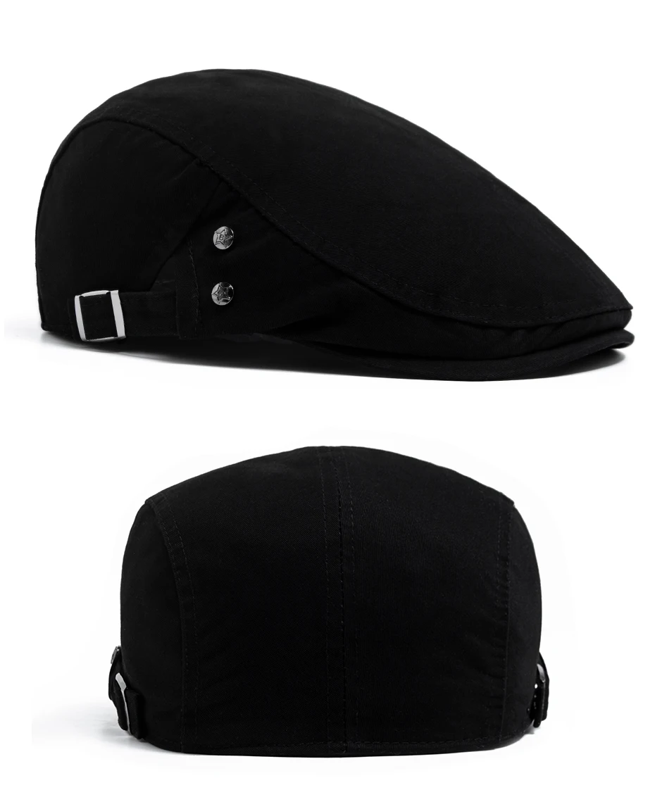 Mode männer Baskenmütze Taste Stickerei Baumwolle Vintage Berets Outdoor Frauen Flache Visier Hut Casual Retro Zeitungsjunge Mütze Für Männer – Detail 9