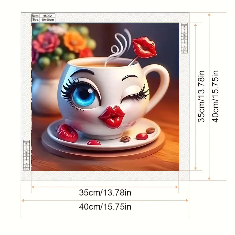 Smiling Coffee Cup Pattern Diamond Painting Set, DIY Adult Full Diamond Home Decoration Painting Set, Adult Frameless Crafts