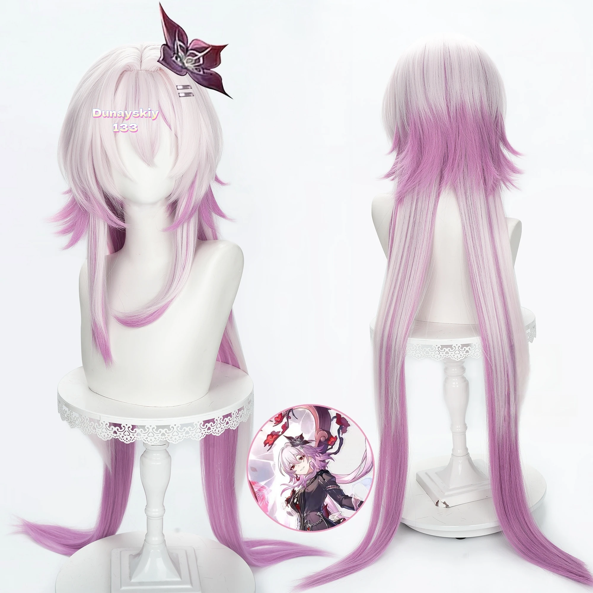 لعبة هونكاي ستار ريل طوال الليل 7 مارس أزياء تنكرية مجموعة كاملة من الزي الوردي للنساء لحفلات الهالوين