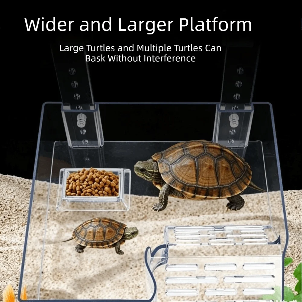 Plastic Turtle Basking Platform Suction Cup Height Adjustable Turtle Climbing Slope Sun Drying Dock Non-Slip Reptile Ramp