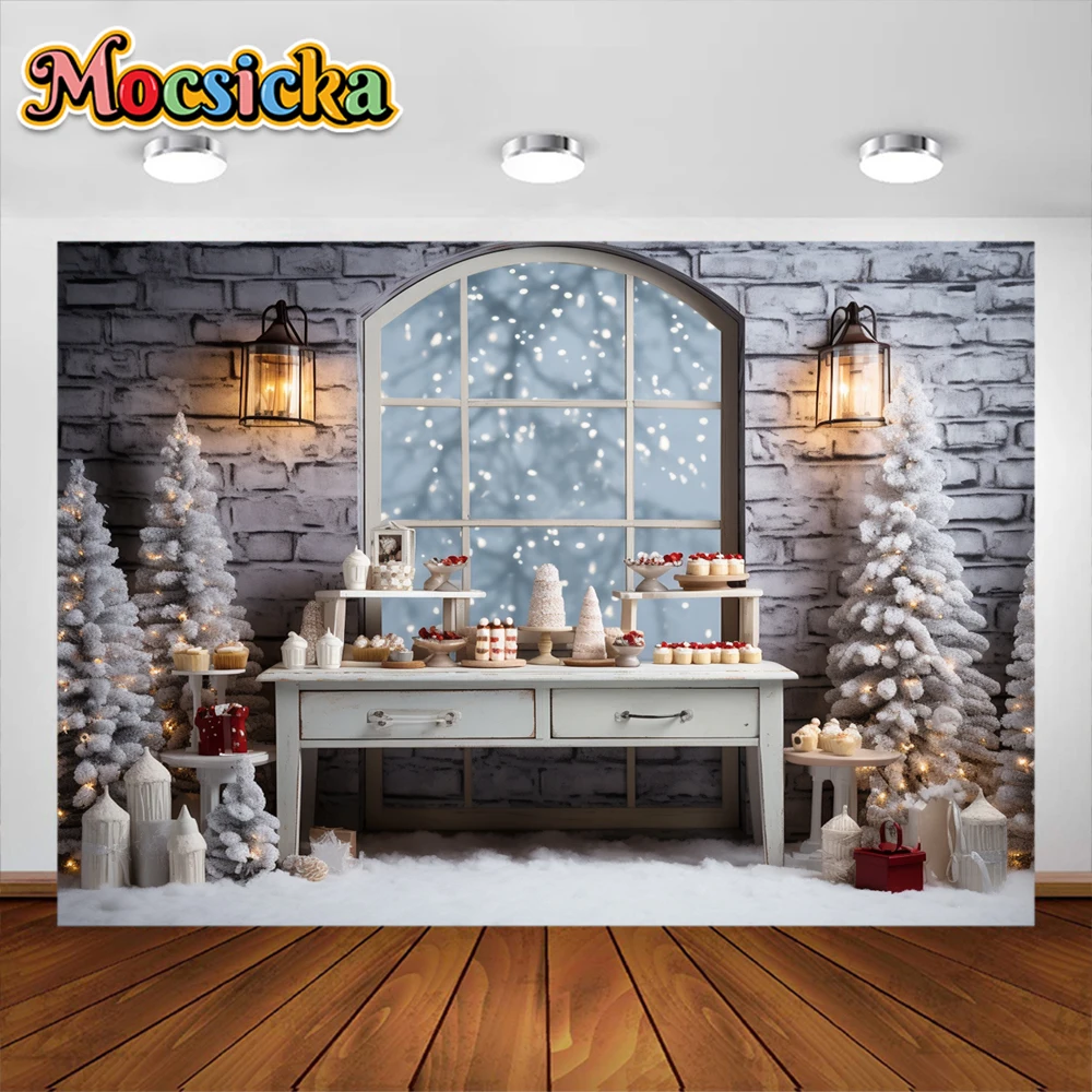 모시카 크리스마스 거실 배경, 어린이 성인 사진 소품, 아기 웨딩 하우스 성 배경 배너 소품