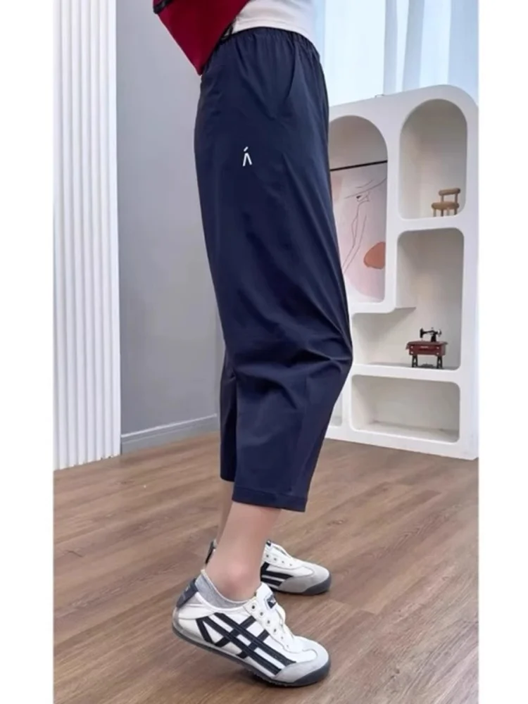 Qui Dry Spor Pantaloni Harem Casual Donna Estate Sottile di Grandi Dimensioni Pera aped Pantaloni Allentati Dimagranti a Nove Punti Carota