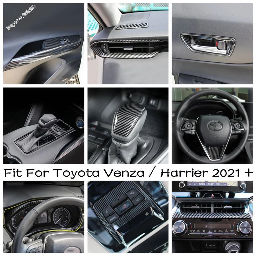 

Dashboard Frame / Steering Wheel / Gear Shift Panel Cover Trim Carbon Fiber Accessories For Toyota Venza / Harrier 2021 - 2024
