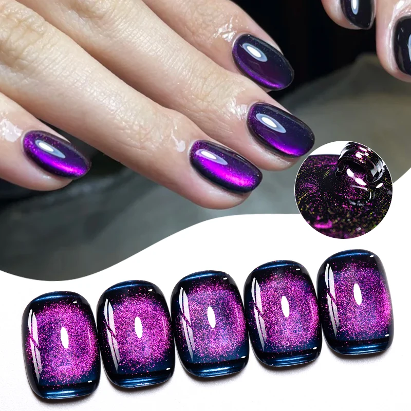 8ml Coloured Stone Magnetic Gel Nail Polish Shiny Effect Semi Permanent UV LED Gel Nail Art Vernis Manicure DIY Nail Supplies