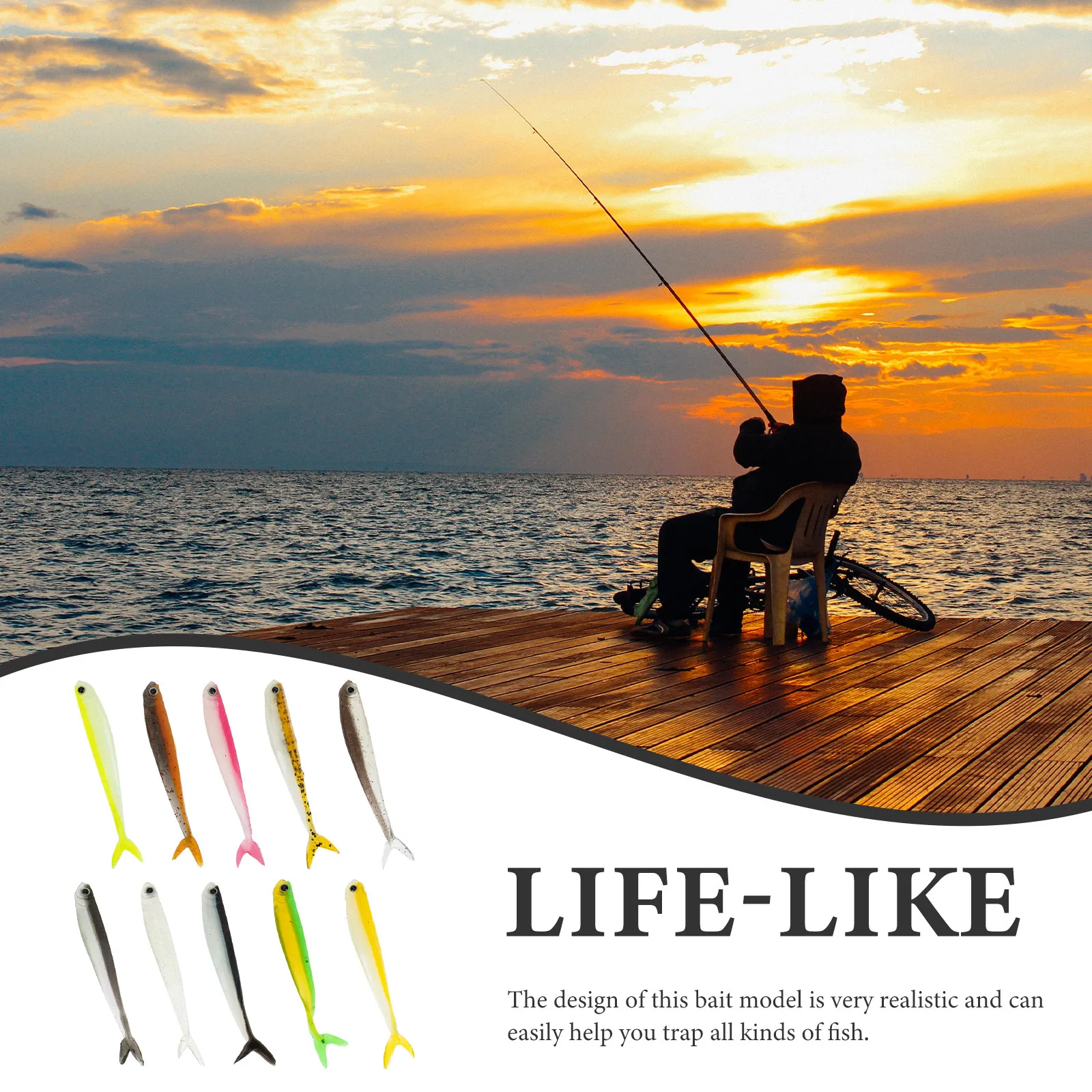 

10Pcs Soft Fishing Bait Professional Wear-Resistant Swimbait Artificial Fishing Equipment Portable Angling Accessory for Carp