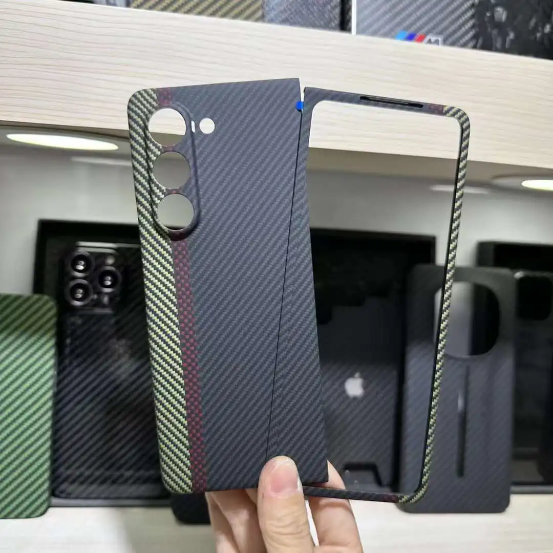 ACC- Funda de teléfono de carbono real para Samsung Galaxy Z Fold 4, 5, plegable, de grano aleatorio, ultrafina, anticaída, 5G