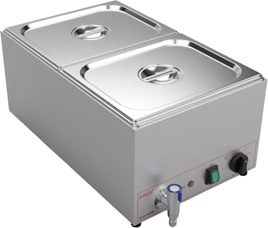 

Коммерческий класс из нержавеющей стали, 2 секции, 19 Qt Bain Marie, подогреватель еды, паровой стол с крышкой и краном для дома и