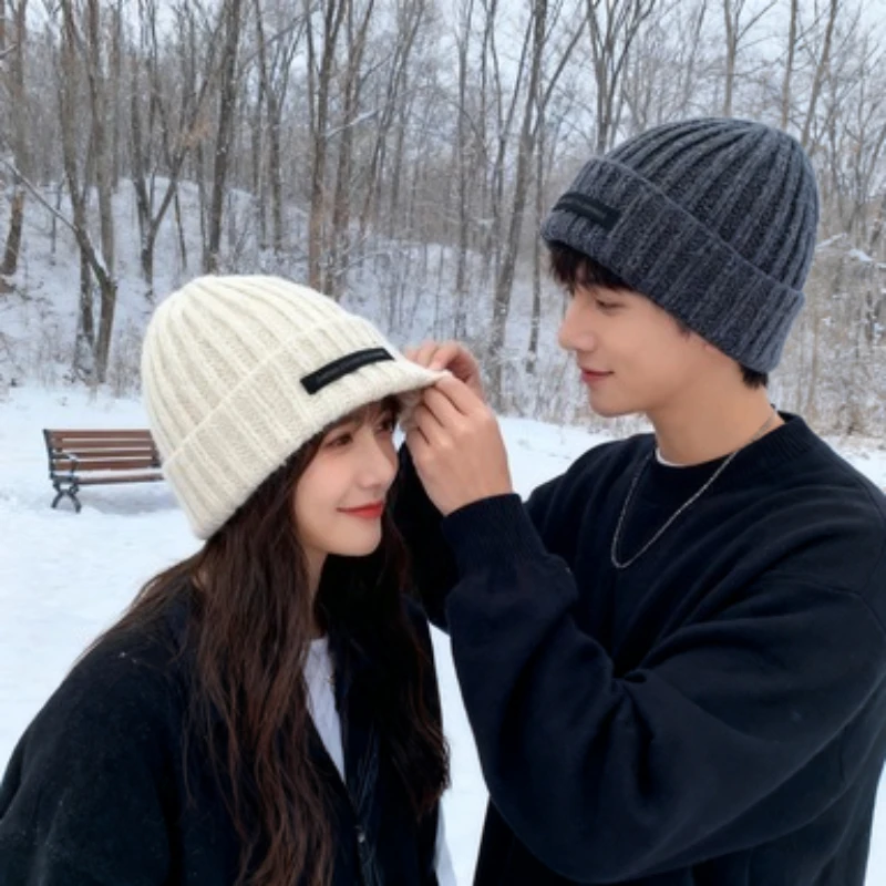 أزياء الشتاء القبعات الدافئة للنساء الرجال للجنسين بلون محبوك بونيه قبعات الهيب هوب عارضة التراص بيني الطقس البارد #2