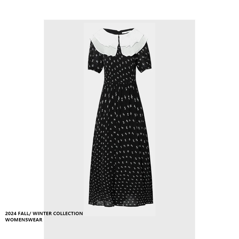 

Женская летняя винтажная блузка с двойным воротником-стойкой и контрастными вставками, модель Forever 2 Commute Sle