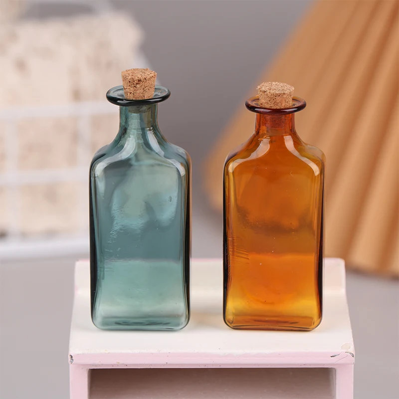 

Dollhouse Miniature Clear Glass Candy Jar Mini Coffee Bean Storage Bottle Cuboid Flower Vase Model Kitchen Decor Toy