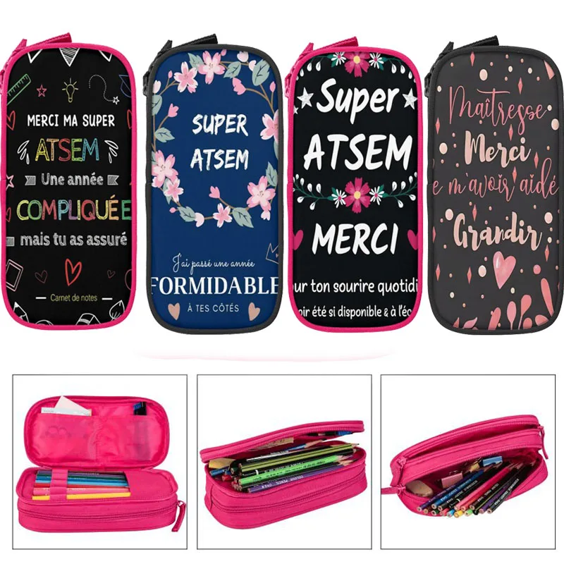 Super Atsem Merci Large Capacity Pencil Case Stationery School Supplies Pouch Office Desk Storage Kids Pen Case Box